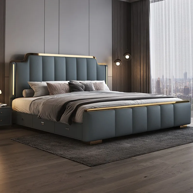 

Full Size 180x200cm Headboard Bed Adults Double 2 People Family Bed Frames Storage Queen Floor 150x200cm Home Bedroom Furniture