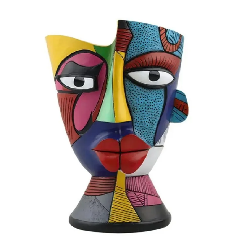 ABNP Contemporary Abstract Face Outdoor Resin Planter For Decorative Home And Garden Use