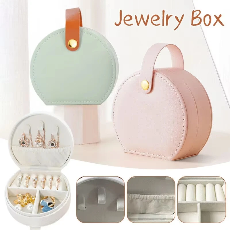 

Mini Jewelry Box Organizer Travel Portable Jewelry Storage Case Earrings Necklace Ring Display Boxes Handbag Leather Jewelry Box