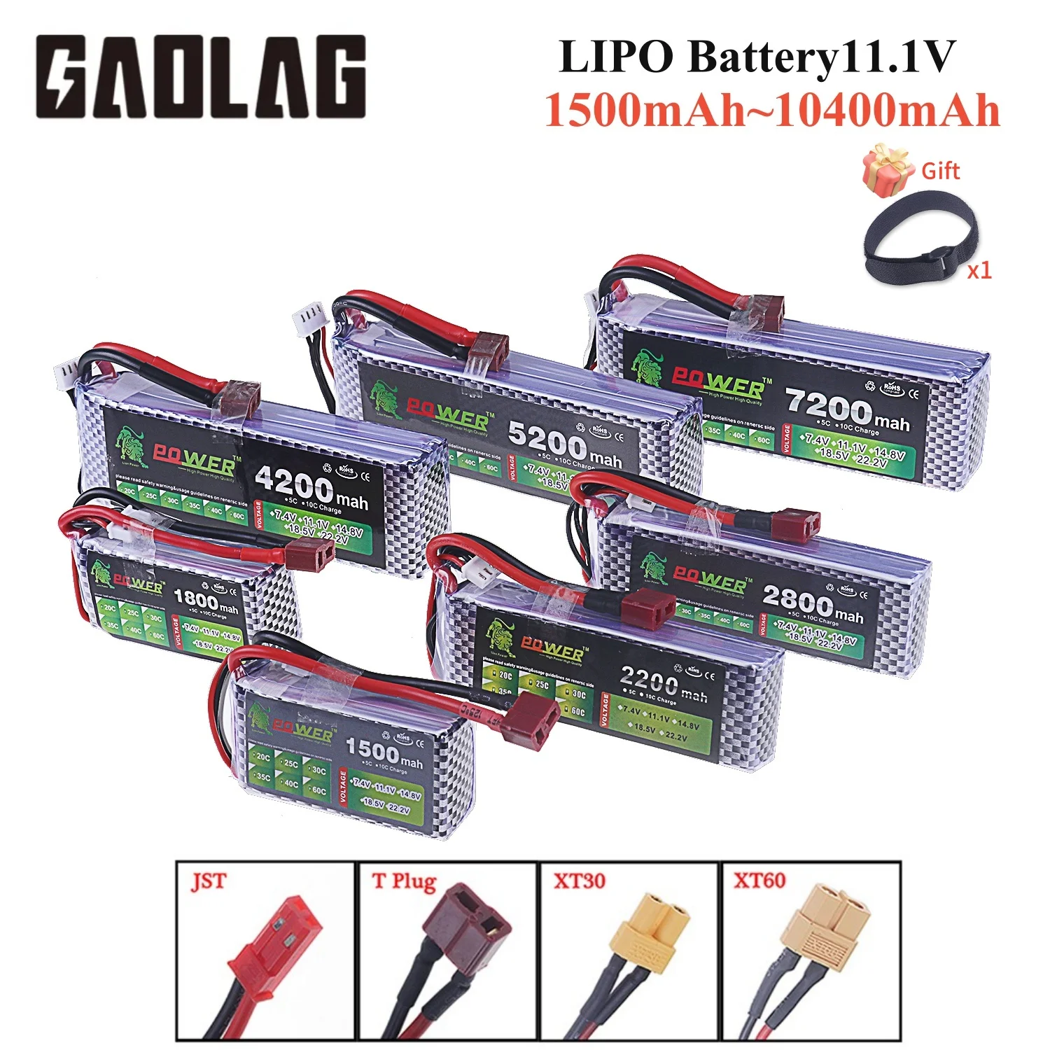 Batteria Lipo 3S 11.1V Deans T / XT60 1500mAh 1800mAh 2200mAh 2800mAh 4200mAh 5200mAh 7200mAh per RC Car Truck Buggy Barca da corsa