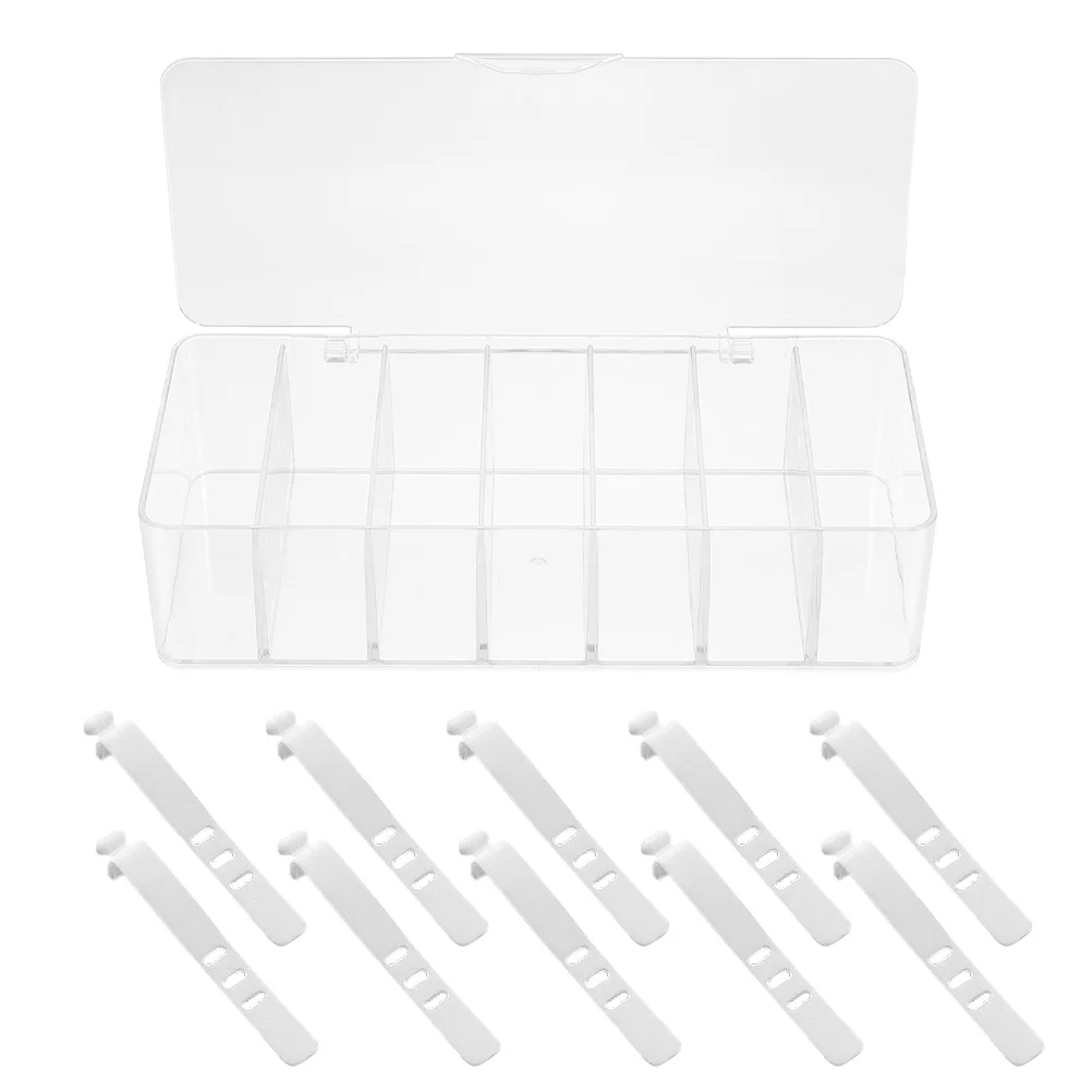 

Cable Organizer 7 Grids Plastic Transparent Dust Proof Storage Box for Cords Home Organization Travel Solution Cord