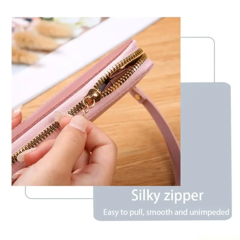 

X90D Leather Long Wallet for Women Men Retro Checkbook Wallets Credit Card Holder Handbags Zippers Phone Purses Gift