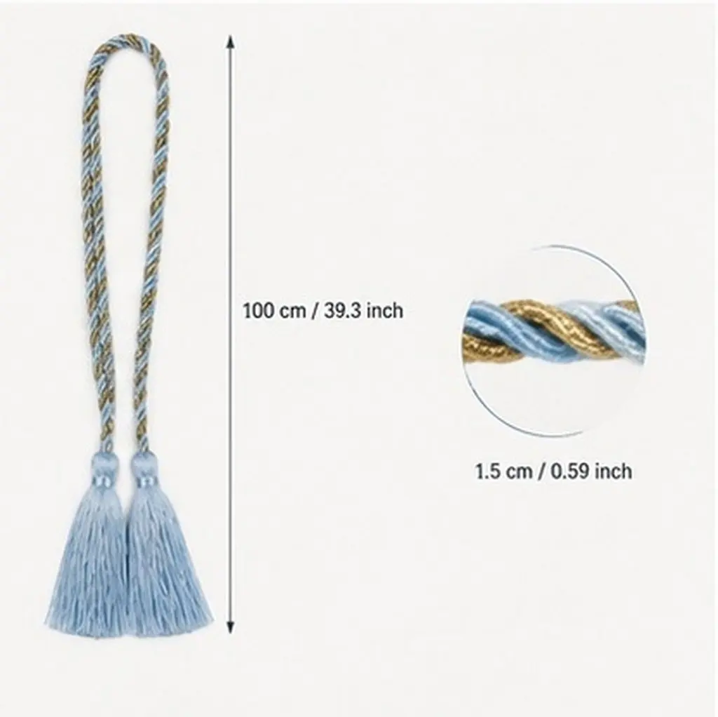 2Pcs Curtain Tieback Tassel Curtain Tie Rope Elegant Cotton Decorative Window Bandage for Home Office Bedroom Living Room