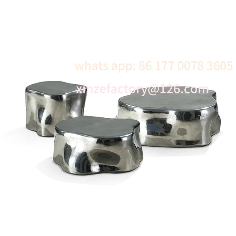 

Customizable Italian light luxury Rochburg high and low combination coffee table villa living room stainless steel coffee table