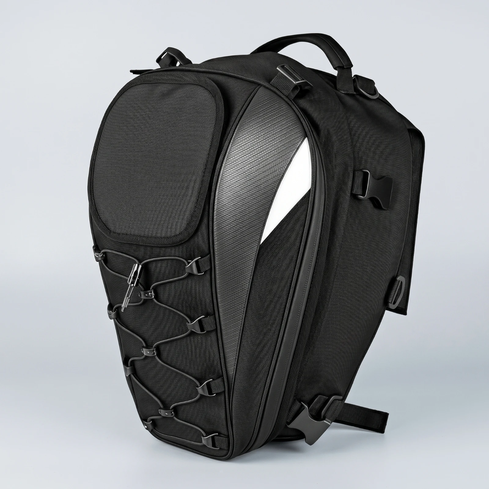 Motorcycle Rear Seat Bag Adjustable Motorcycle Rear Seat Bag with Shoulder Strap Expandable Helmet Carrier Heavy-Duty Waterproof
