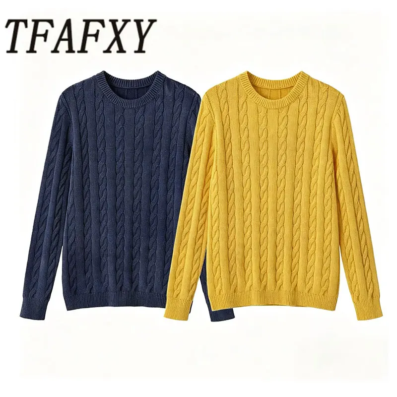 TFAFXY 2026 Autumn Winter Slouchy Style Fried Dough Twists Sweater Women's Clothing Long Sleeve Loose Pullover Knitting Tops