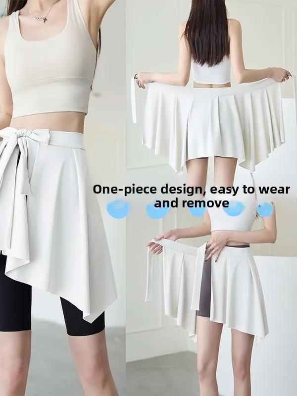 Spor Yoga Skirt for Women Boting e Design Running Fitn Small Skirt Anti-Static Nylon Fabric Irregular Hem