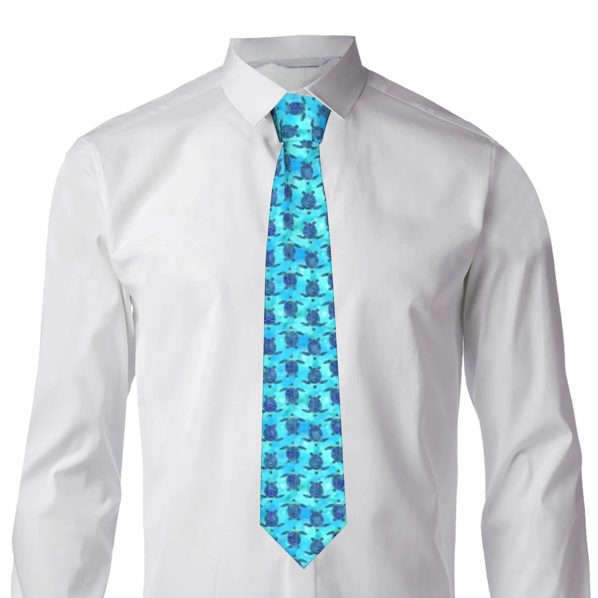 Funny Colorful Sea Turtle  Tie for Men Formal  Silk Party Necktie
