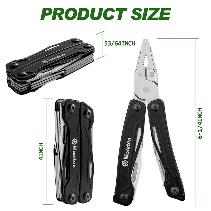 13-In-1 Multitool with Safety Locking, Professional Stainless Steel Multitool Pliers Pocket Knife, Bottle Opener, Screwdriver wi