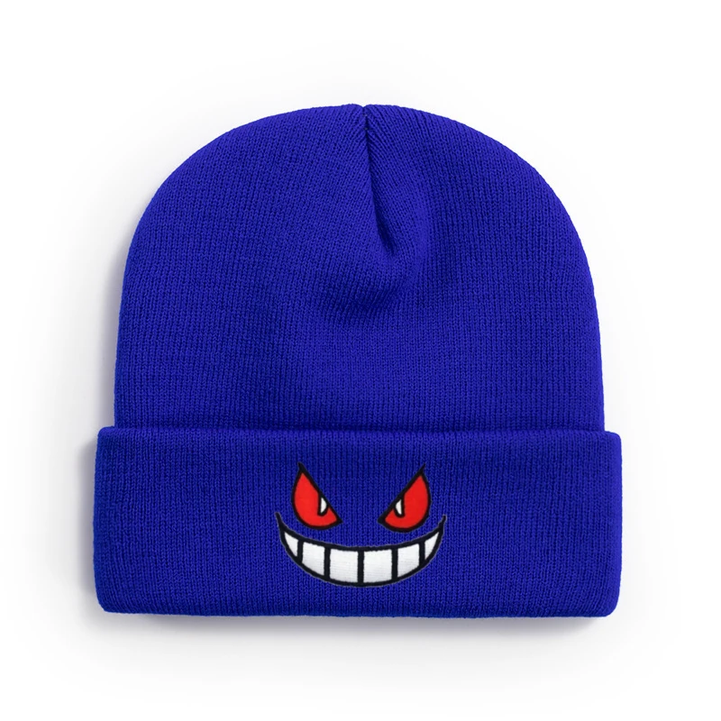 Europe and the United States new cartoon big mouth red eyes embroidered knitted hat warm hat autumn and winter wool hat.