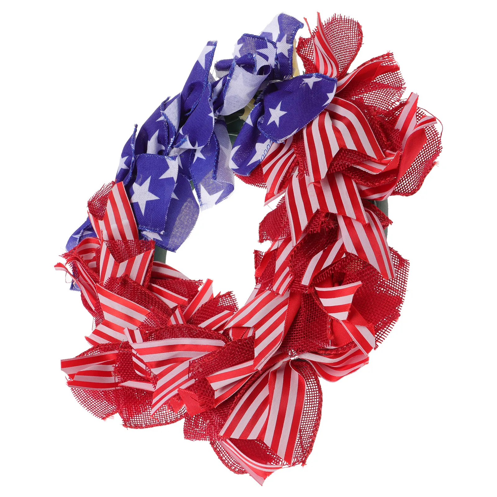 

Patriotic Star Hanging Wreath American Cloth Decorative Garland Independence Day Front Door Ornament Patriotic Wreath