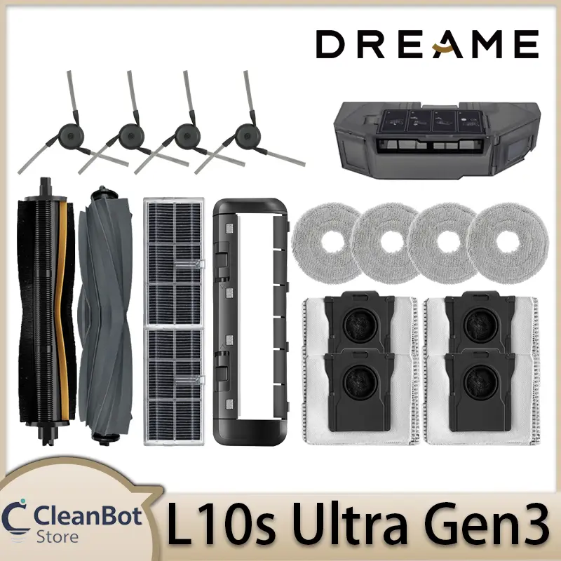 Dreame L10s Ultra Gen3  Robot Vacuum Cleaner Accessories Main Brush Side Brush HEPA Filter Mop Cloths Dust Bag Par