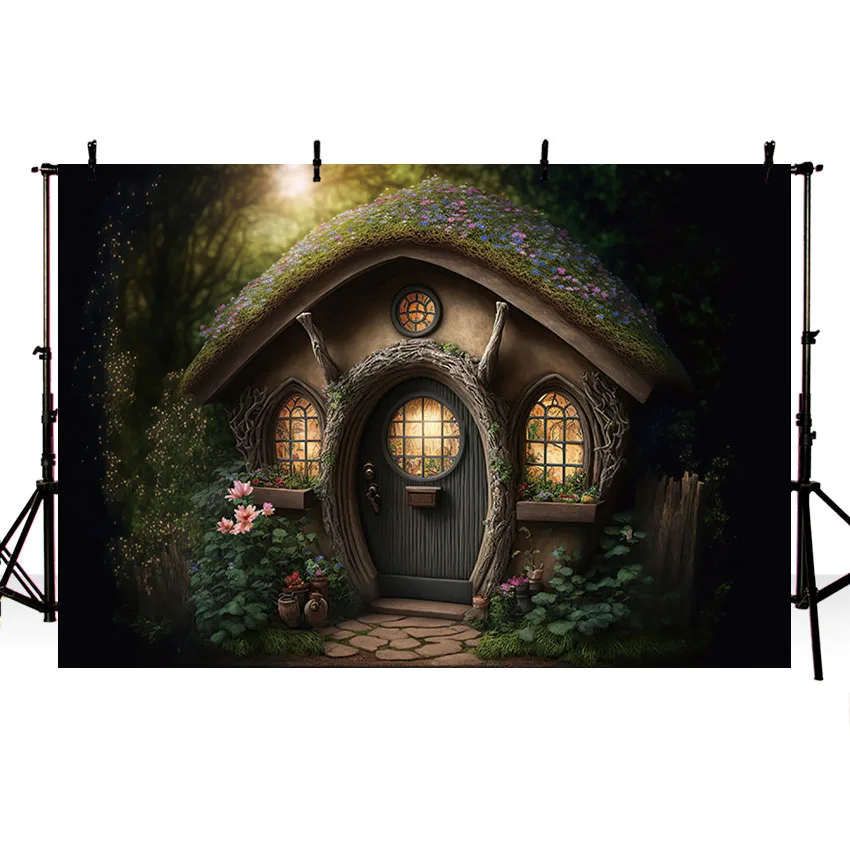 Mehofond Photography Background Magic Forest House Wonderland Kid Birthday Party Cake Smash Portrait Decor Photo Backdrop Studio