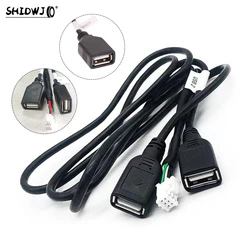 1pcs Car Multimedia Player Wire Harness Plug Connector 6 Pin Dual USB Interface Cable Adapter For Android Radio Navigation