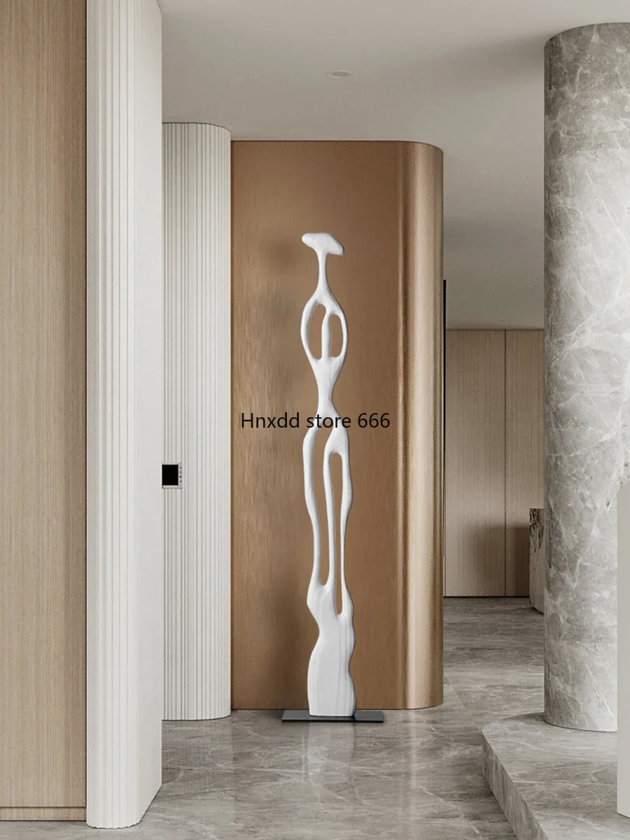 Sculpture floor ornaments Sales office Entrance vertical height wood carving decoration