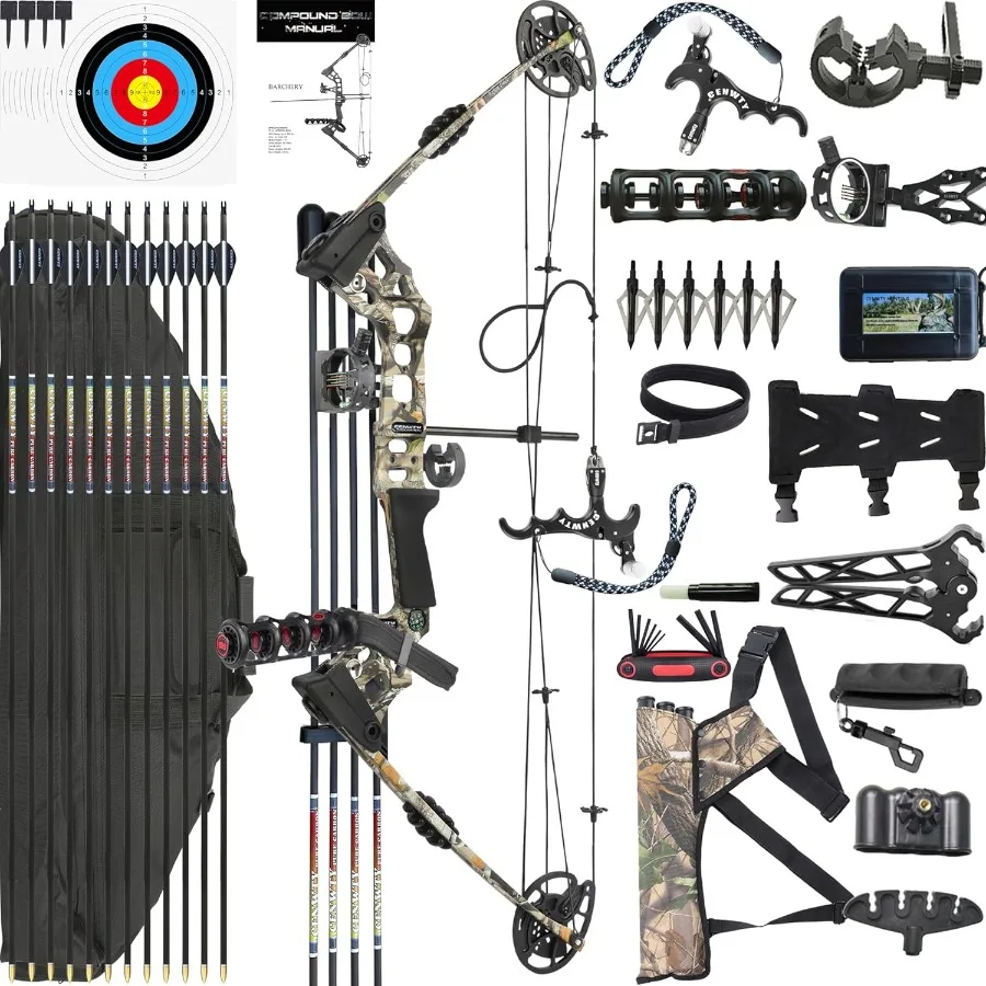 مجموعة القوس المركب للرماية PRODraw الوزن 2070 رطل طول السحب 2430 بوصة IBO سرعة 320 إطارًا في الثانية للصيد والكامل وإطلاق النار على الهدف