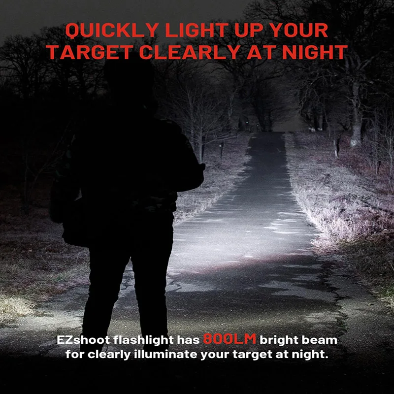 800 Lumens Hunting Light Combo Rechargeable LED Flashlight with Red/Blue/Green Beam Compatible with G-lock and Picatinny Rail