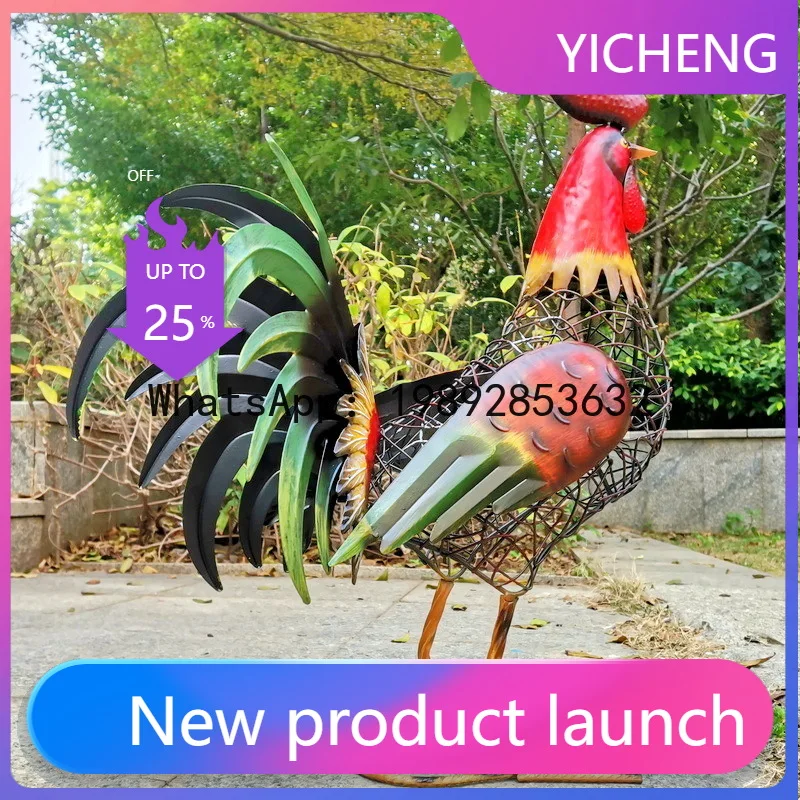 

PYJ villa grass courtyard sculpture painted floor pastoral cock wrought iron ornament