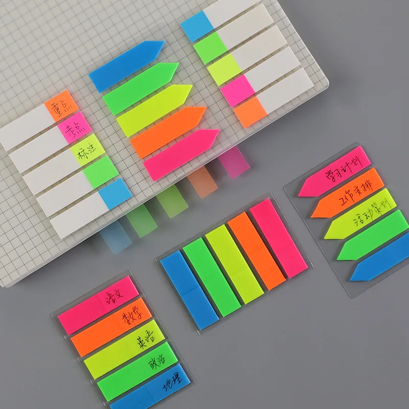 1 Set For Page Marker Planner Stickers Office School Stationery Color Transparent Fluorescent Index Tabs Flags Sticky Note