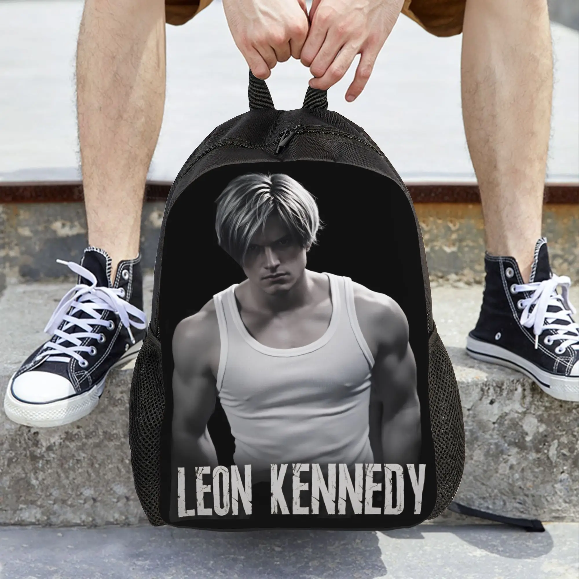 

Evil Residents Backpack Leon Kennedy Women Men Polyester Travel Backpacks Breathable Modern High School Bags Rucksack