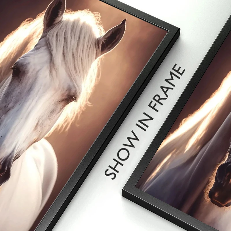 Black and White Wild Horses Canvas Paintings on The Wall Art Posters Prints Wall Picture Modern Animals Art Room Decor Frameless