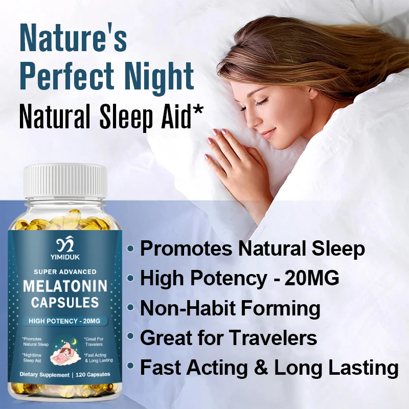 Melatonin Capsules 20 Mg Solve Insomnia Help Sleep Adult Night Sleep Supplement Capsules