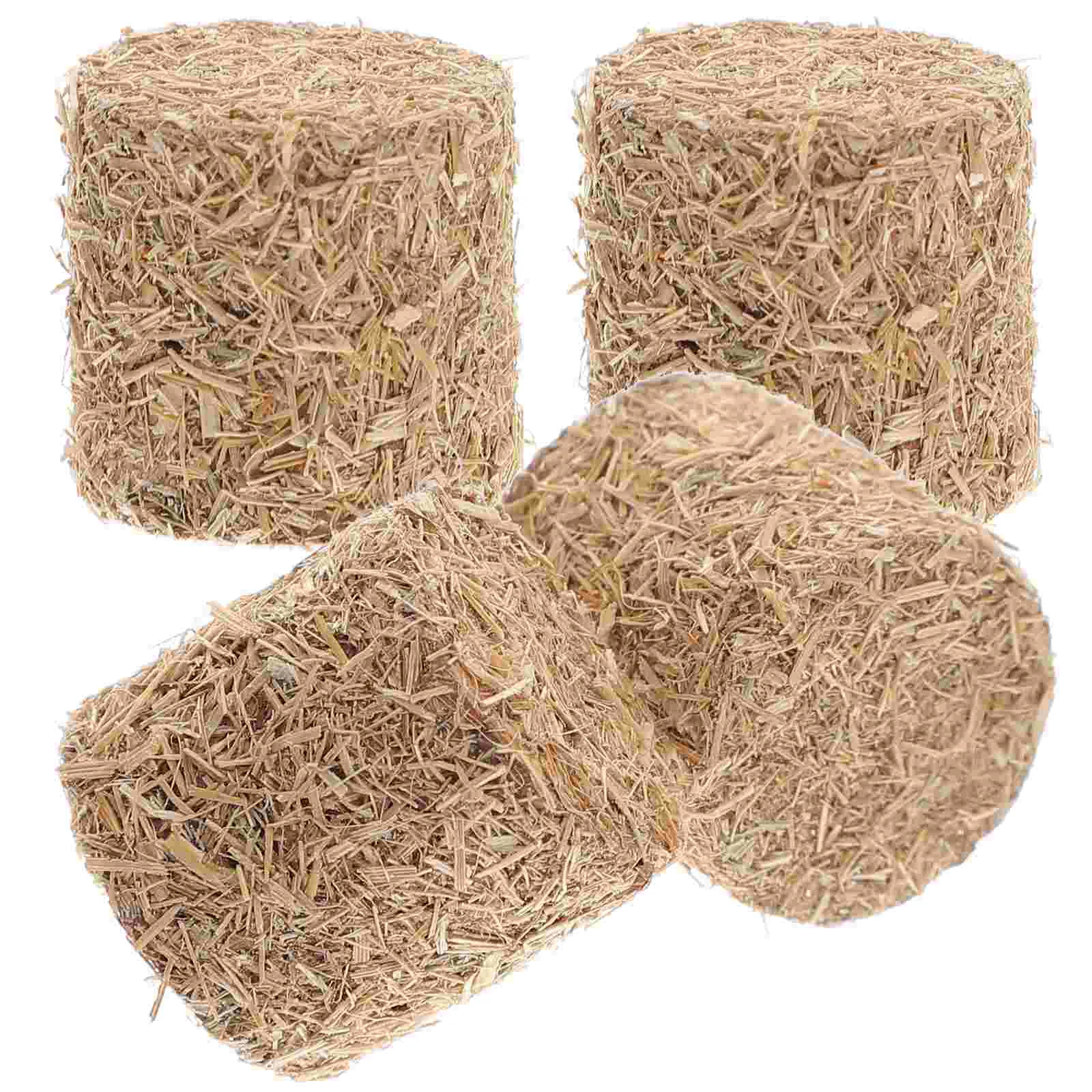

4 Pcs Mini Haystack Model Natural Design Decoration Bales Props Easy Care Yard Wood Simulated