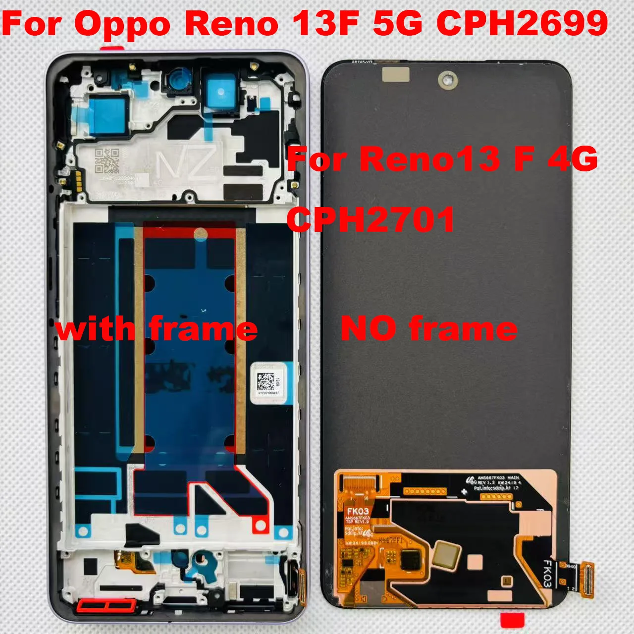 Original AMOLED 6.67' For Oppo Reno 13F 5G CPH2699 LCD Display Touch Screen Digitizer Assembly For Reno13 FS/Reno13 F 4G CPH2701