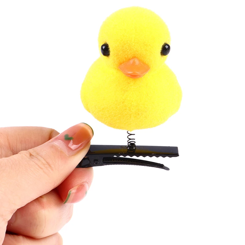 Kawaii Cartoon Plush Little Yellow Duck Hairpin Toys For Children Kids Gift Christmas Gift Three-dimensional Duck Hairpin Toy