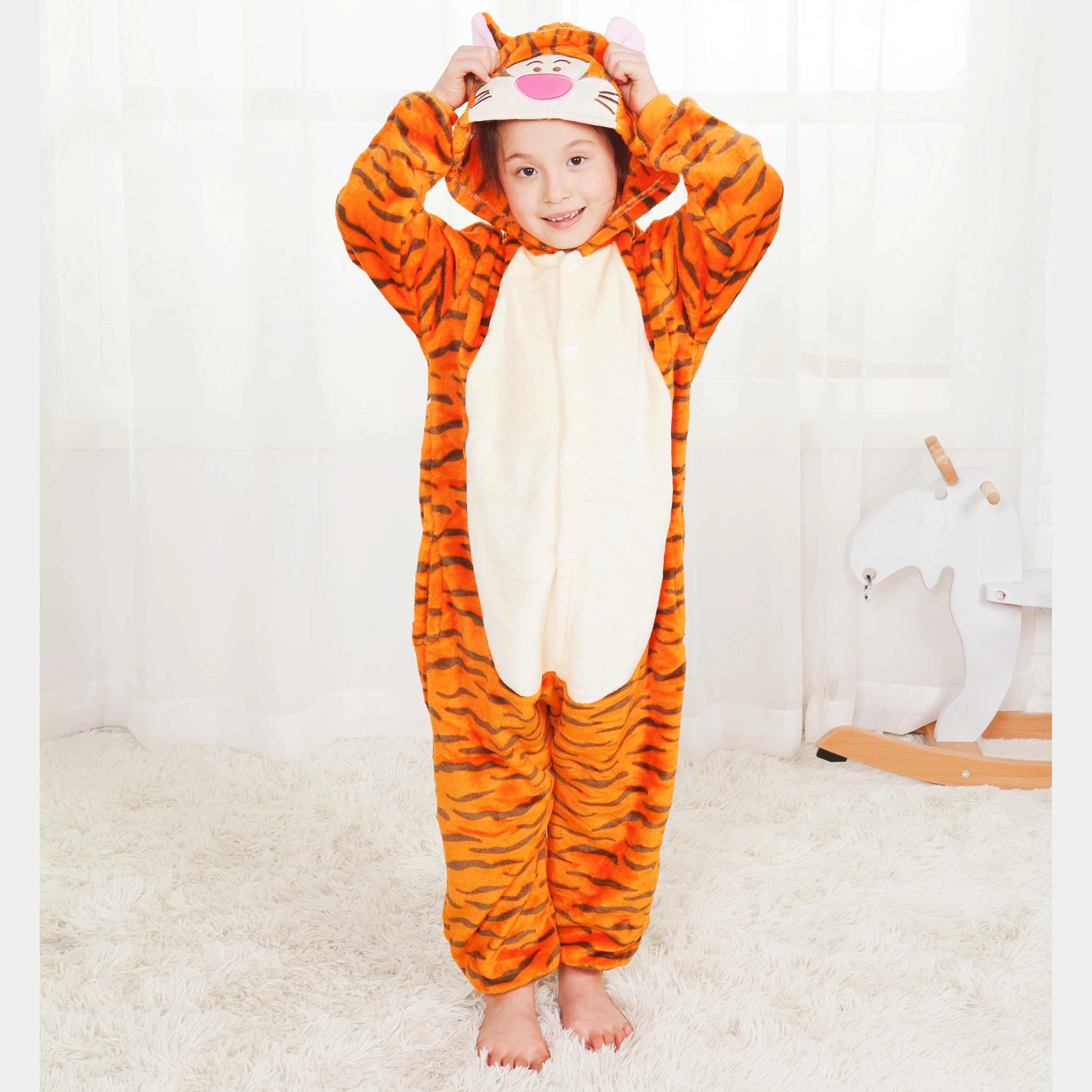 Niños Kigurumi Jumping Tiger monos de dibujos animados niños pijamas de animales monos Halloween Navidad niñas niños disfraces Cosplay