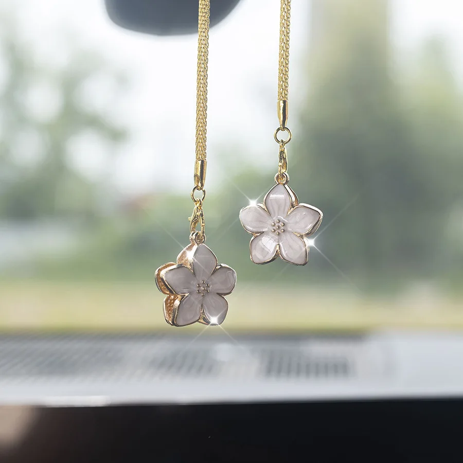 Double-sided Fresh Daisy Flower Car Rearview Mirror Decoration, Charming Flowers for Car Interior Decoration
