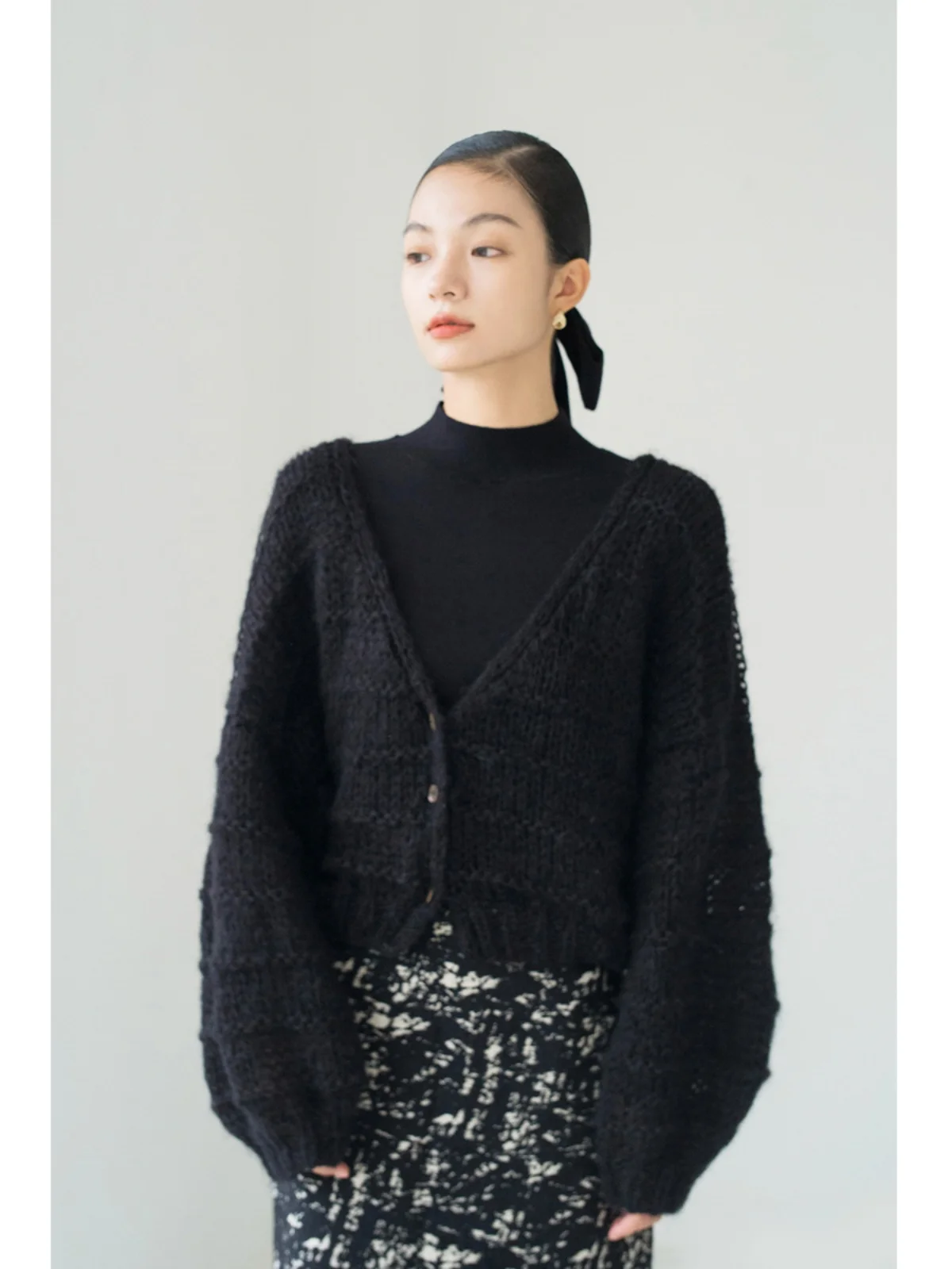 

Bla Hand-Knitted V-Ne Cardigan Women's Outerwear Yuann Commute Sle Batwing Sve Long Sve Warm Fing Knitwear