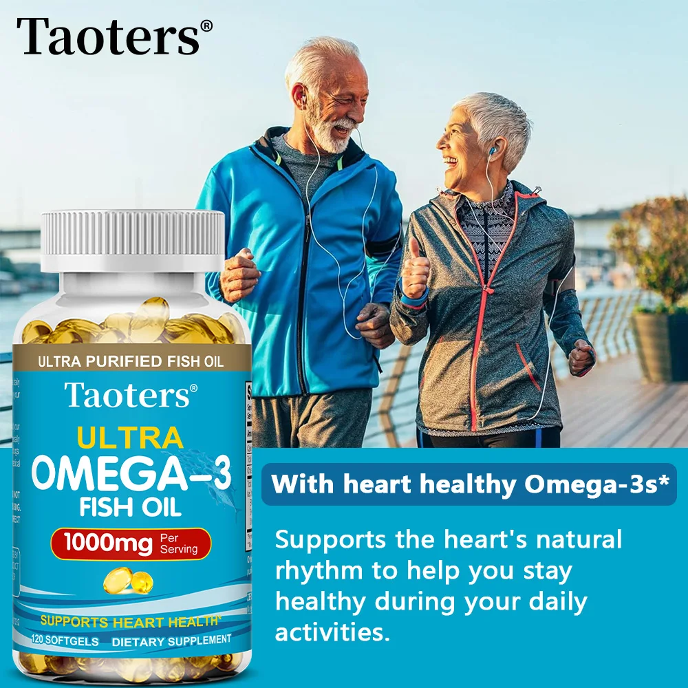 

Omega 3 Fish Oil Supplements Capsules Benefit Nervous System, Skin and Hair Health, Antioxidants, Easy To Swallow