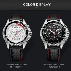 MEGIR 1010 Men's Quartz Watches Original Fashion Creative Clock Leather Strap Strap Analog Display Wrist Watches for Male Gifts
