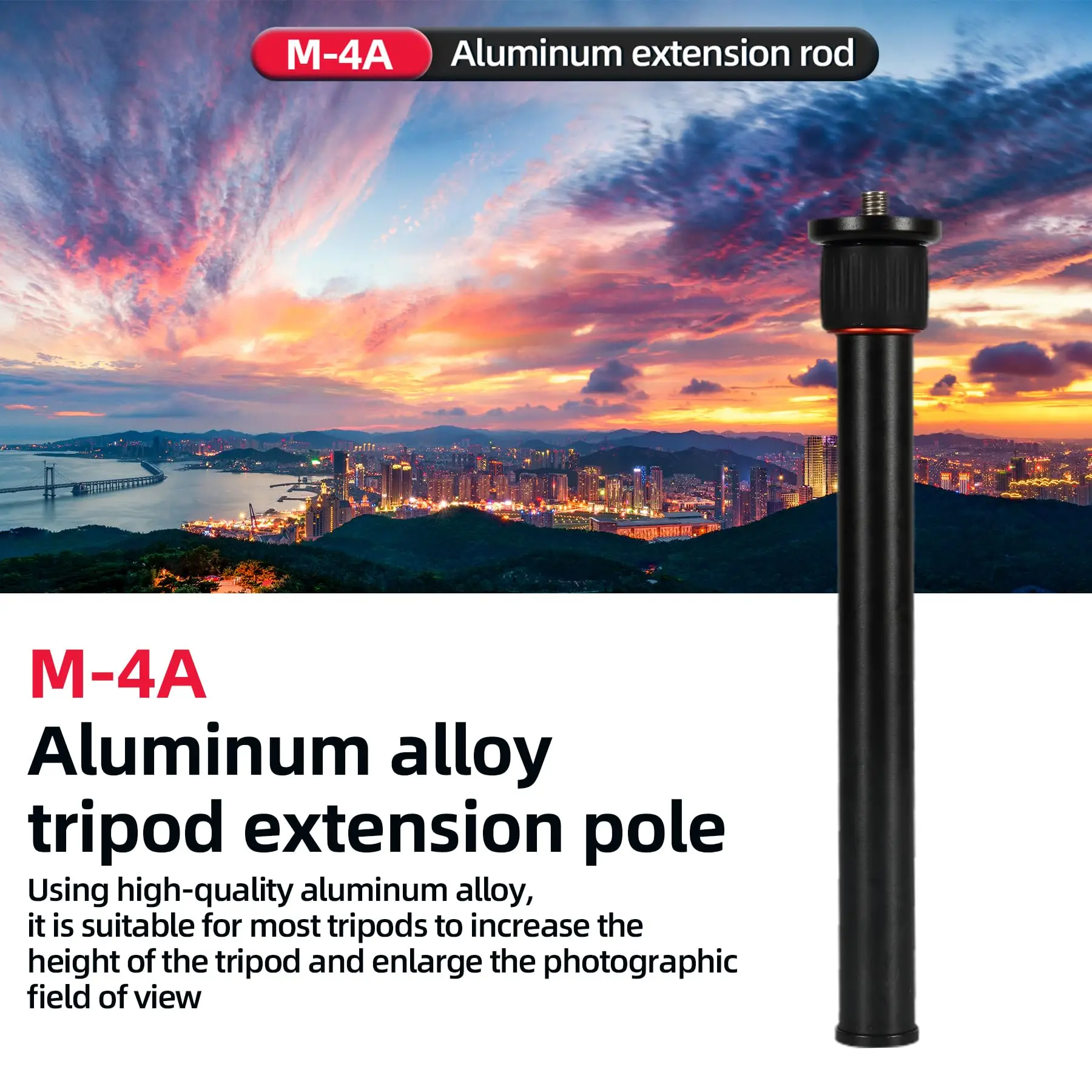 Fotopro 16”/40cm Aluminum Tripod Extension Tube 2-Section Tripod Column Maximum Weight 22 lbs M-4A