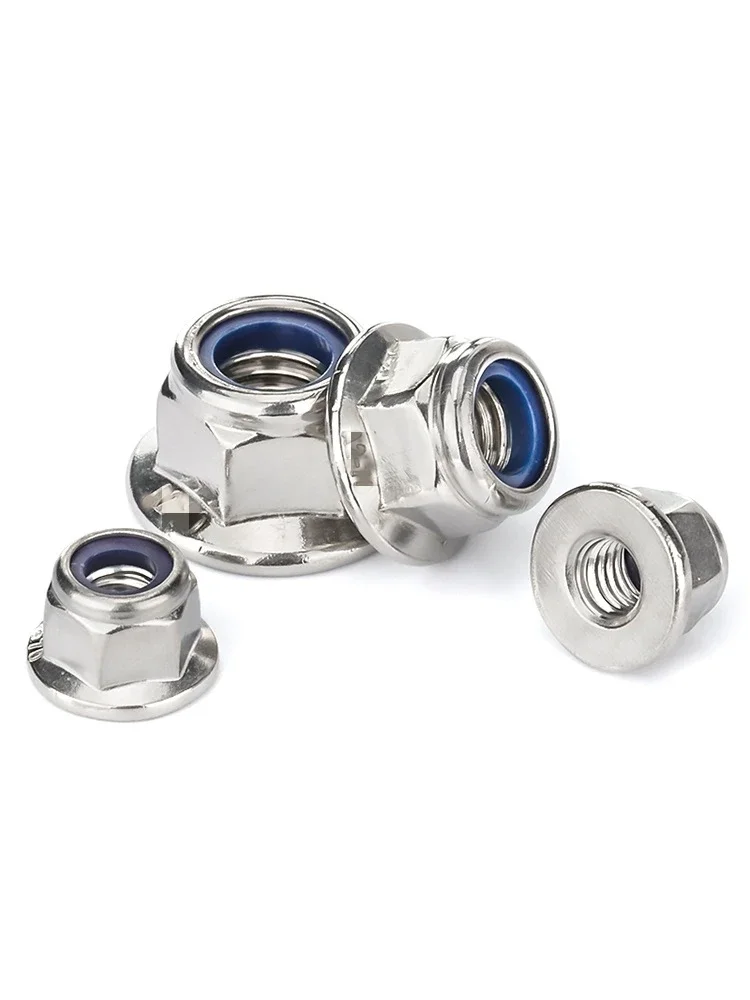 10-20pcs M3 M4 M5 M6 M8 Carbon Steel Nickel Plated White Zinc Screw Cap Flange Nylon Lock Nut Galvanized With Washer Lock Nut
