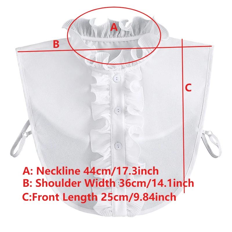 클래식 시폰 셔츠 여성용 가짜 칼라 탈부착 가능 조절 가능한 레이스 옷 블라우스 가짜 칼라 여성용