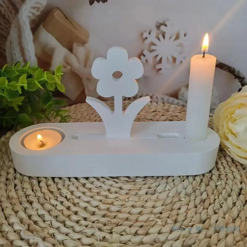 Molde de soporte de vela de flores, soporte de velas de flores con Base de Tealight, soporte de velas DIY, decoración de Pascua