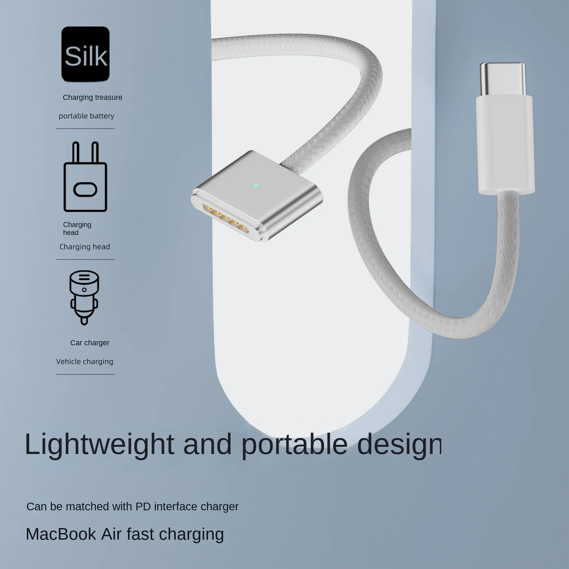 140W Magnetic Type-C to Magsafe3 Charging Cable Suitable for 2021 MacBook Notebook This computer