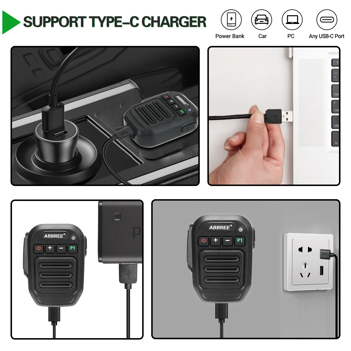 Wireless Bluetooth Microphone Handheld Speaker MIC Type-C for Baofeng UV-5R 5RH 21 Pro Quansheng UV-K5 K6 Ham Radio Accessories