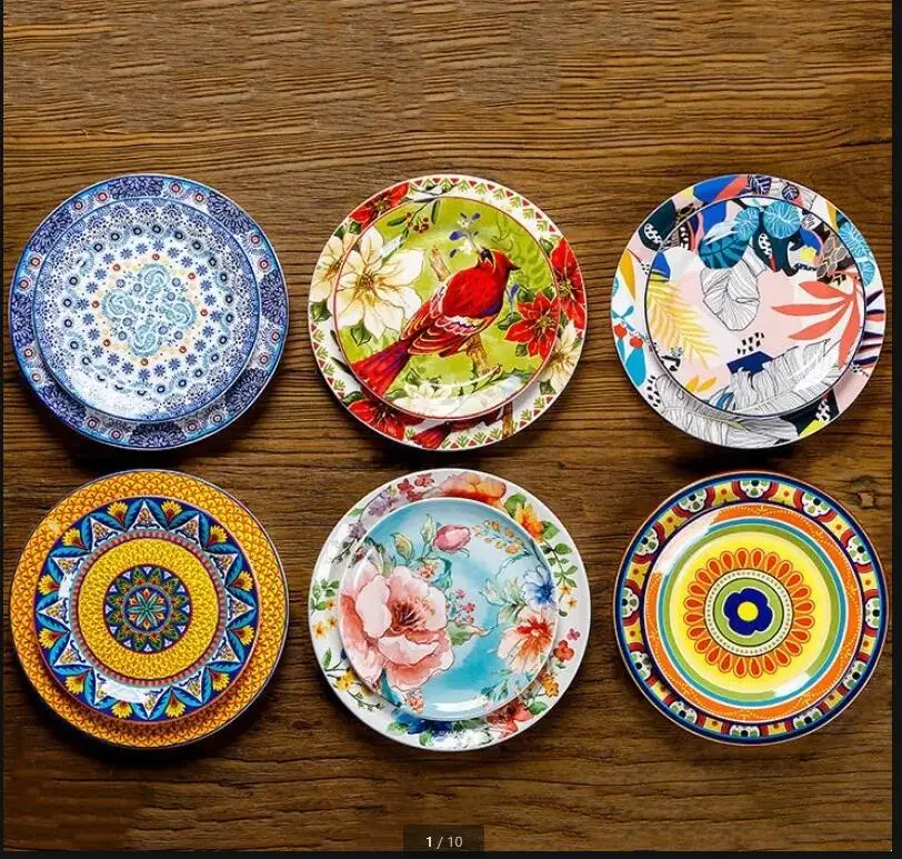 

Round Ceramics Dinner Plate Western Steak Sushi Plates Sashimi Disc Dessert Fruit Dish Salad Bowl Snack Tray