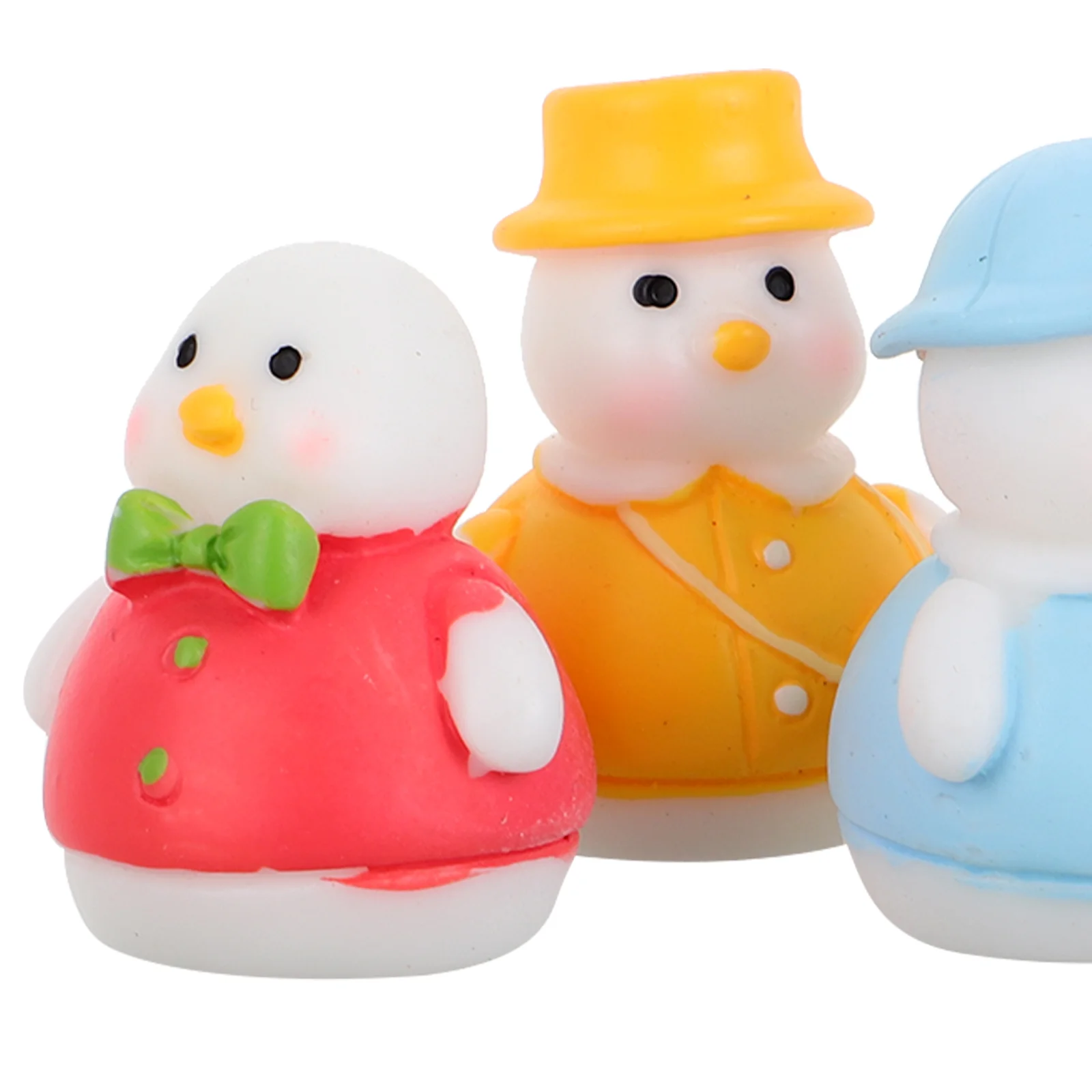 5 Pcs Christmas Snowman Duck Dollhouse Cake Topper Resin Winter Scene Props