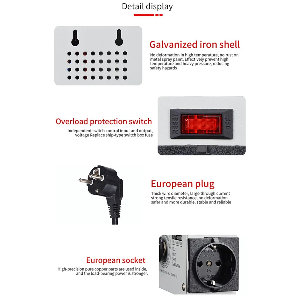 4000W-Controller für DXT-4000W AC 220V Spannungsregler, einstellbarer Regler für Heizwiderstand, Lüftermotor-Steuereinheit – Detail 16