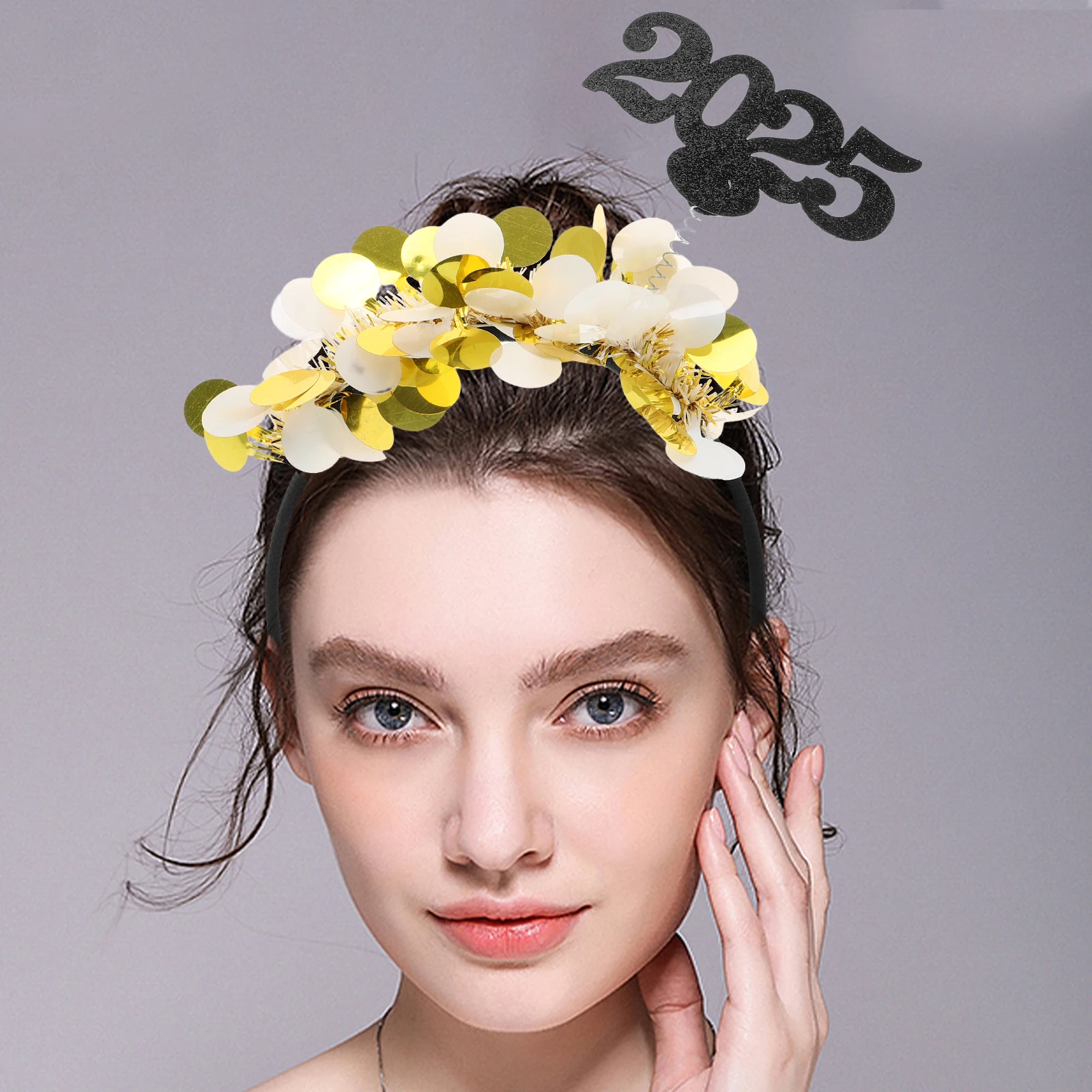 

2025 New Year Chip Headband Glitter Hair Decoration Party Accessories Graduation Eve Novelty Crown Tiara 2025 Grad