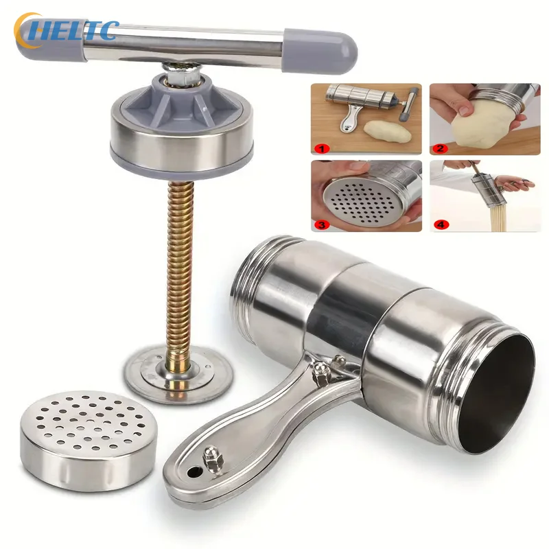 

1PCS Stainless Steel Making Spaghetti Press Pasta Machine Manual Noodle Maker Fruits Juicer With 2 Or 5 Pressing Moulds
