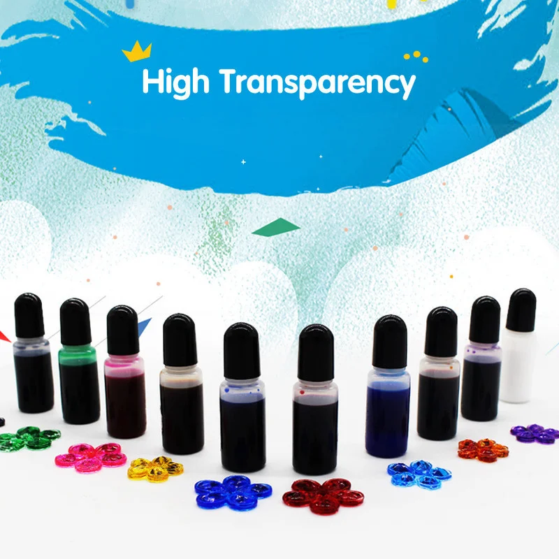 10ML Uv Resin Pigment Liquid Candle Dye Epoxy Pigment Ink DIY Crystal Epoxy High Transparency Oily Dyes for Jewelry Making