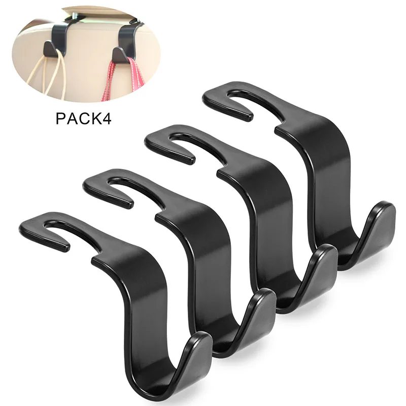 

ZK30 4Pack Hooks for Bags Car Clips Front Seat Headrest Organizer Holder Auto Fastener Hangers Car Storage Interior Accessories