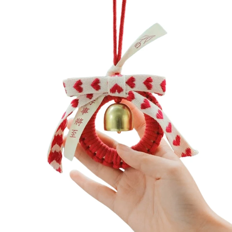 Red Crochet Bells Car Hanging Red Crochet Bells Car Ornament Wall Decoration Spread Happiness & Well Wishes