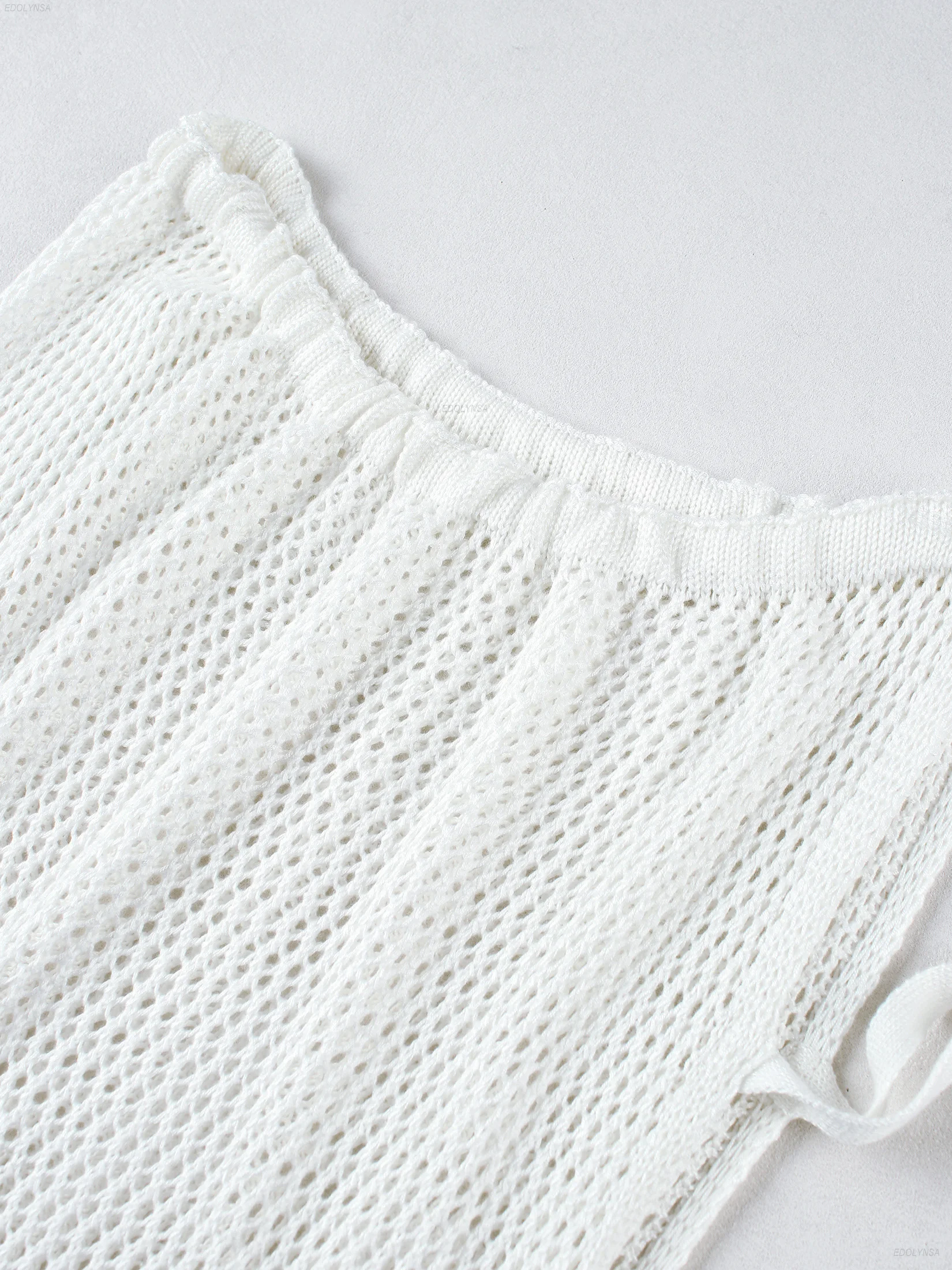 Chic Side Slit Lace-up Casual Wrap Skirts Sexy Summer Knit Cut Out Beach Half Skirt Women 2025 Pool Party Swimsuit Cover Up K249