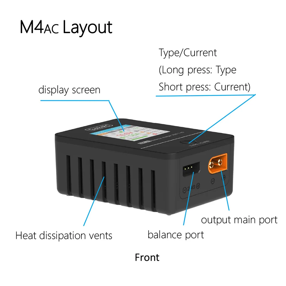 ToolkitRC M4AC 30W Compact AC Charger for RC Model FPV Racing Freestyle Drone Batteries 1-4S XT30/ XT60 Interface LiPO LiFE LiHV